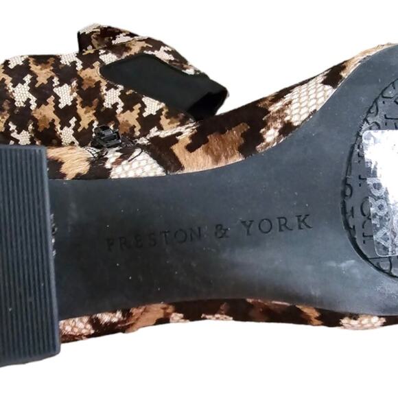 Preston & York Calf Hair Puzzle Print Leather Heeled Chelsea Boots Women Sz 6.5 - Picture 9 of 11